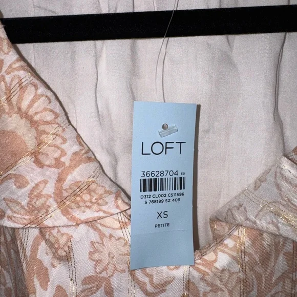 LOFT Beige Floral Ruffle Blouse - Picture 3 of 4